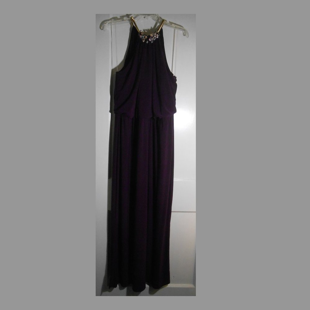 Plum Halter Top Maxi Dress with Jewel Accents